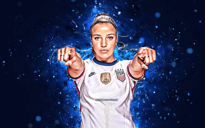 Mallory Pugh, 4k, 2020, US National Team, female soccer, Mallory Diane Pugh, footballers, neon lights, US Womens National Soccer team