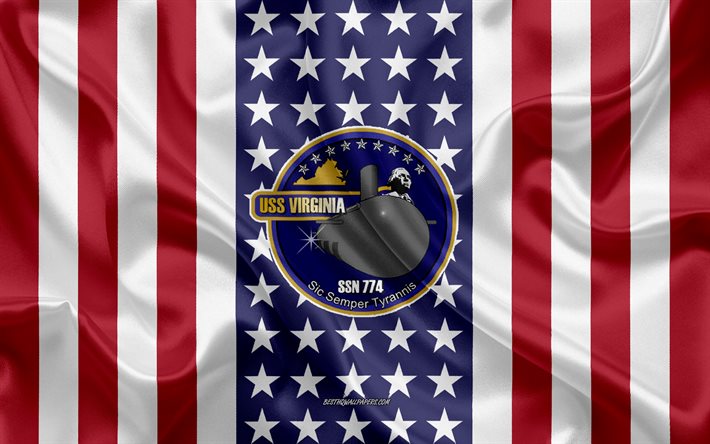 USS Virginia Tunnus, SSN-774, Amerikan Lippu, YHDYSVALTAIN Laivaston, USA, USS Virginia Rintanappi, YHDYSVALTAIN sotalaiva, Tunnus USS Virginia