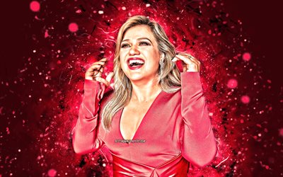 Kelly Clarkson, 4k, purple neon lights, Hollywood, american celebrity, movie stars, Kelly Brianne Clarkson, beauty, fan art, american actress, superstars, Kelly Clarkson 4K