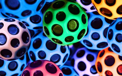 colorful 3D balls, creative, 3D art, geometric shapes, artwork, spheres, colorful backgrounds