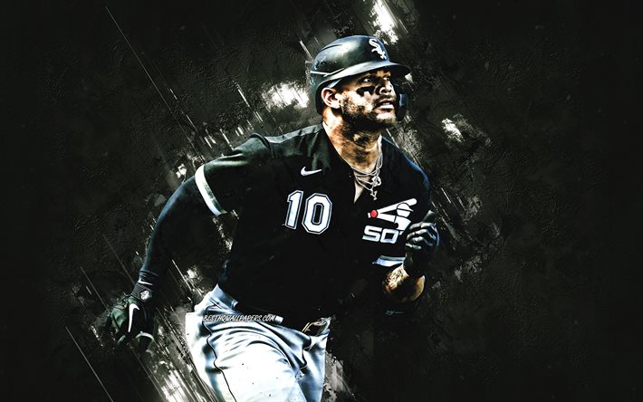 Yoan Moncada, de los Chicago White Sox, MLB, jugador de b&#233;isbol cubano, retrato, piedra negra de fondo, el b&#233;isbol de la Liga Mayor de B&#233;isbol, estados UNIDOS