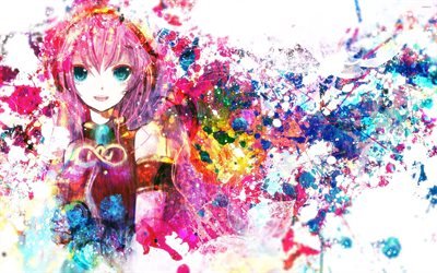 Megurine Luka, art, paint splash, manga, Vocaloid