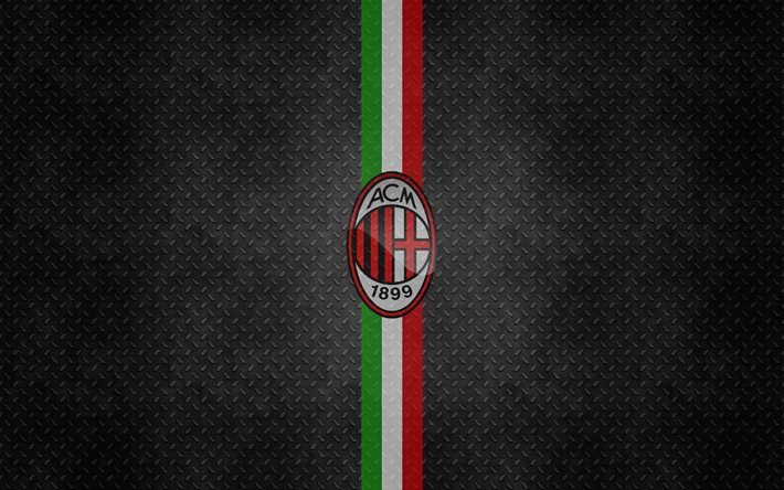 ميلان, العلم الإيطالي, كرة القدم, الملمس المعدني, الدوري الإيطالي, شعار, إيطاليا