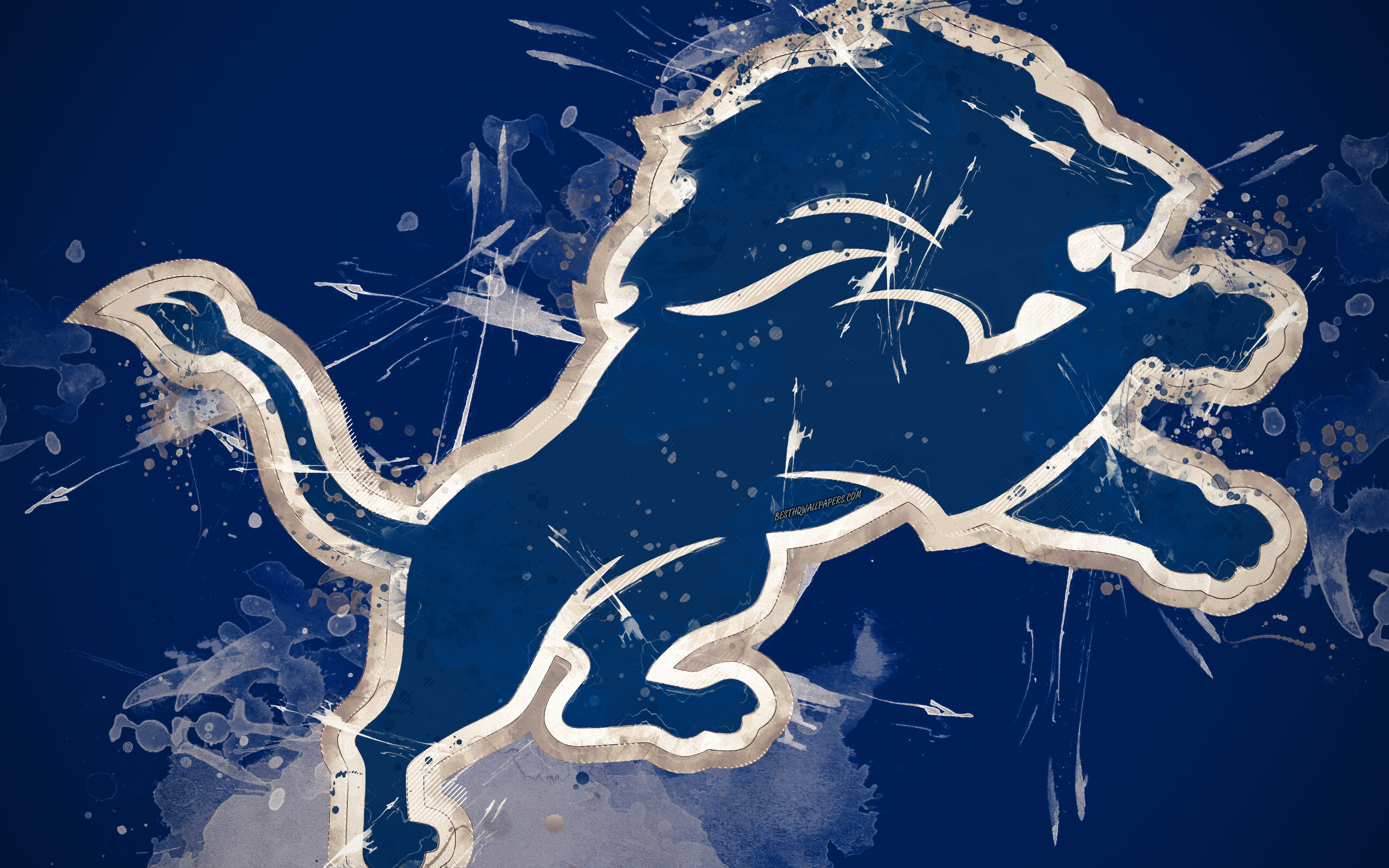 ダウンロード画像 デトロイトライオンズ 4k ロゴ グランジア アメリカのサッカーチーム エンブレム 青色の背景 塗装の美術 Nfl デトロイト ミシガン 米国 国立サッカーリーグ クリエイティブ アート 画面の解像度 3840x2400 壁紙デスクトップ上