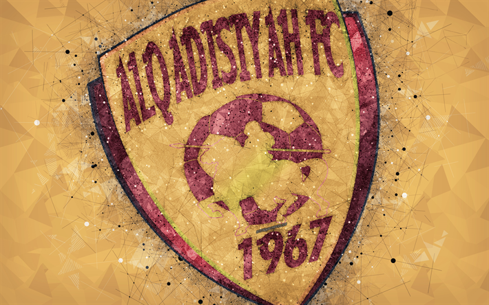 Qadsiah el-Qadsiah FC, 4k, Suudi Futbol Kul&#252;b&#252;, yaratıcı logo, geometrik sanat, amblem, Suudi Arabistan futbol, Suudi Arabistan Profesyonel Ligi, Al-Qadsiah, sarı soyut arka plan, FC Al-