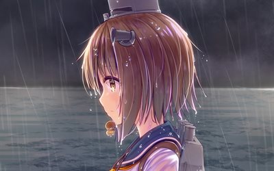 Yukikaze, manga, Kancolle, la lluvia, Kantai Collection