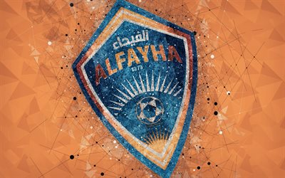 Al Fayha FC, 4k, arabie Saoudite, Club de Football, de cr&#233;ation de logo, geometric art, de l&#39;embl&#232;me de l&#39;Arabie Saoudite, le football, Saudi Professional League, Al Fayha, orange abstrait arri&#232;re-plan, le FC Al Fayha