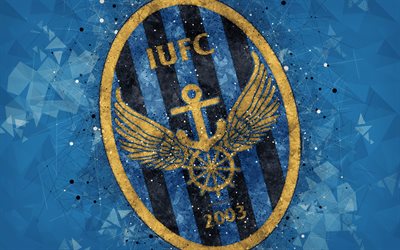 Incheon United FC, 4k, logo, geometric art, de l&#39;embl&#232;me, abstrait bleu fond de la cor&#233;e du Sud club de football professionnel, K de la Ligue 1, Incheon, Cor&#233;e du Sud, le football, l&#39;art cr&#233;atif