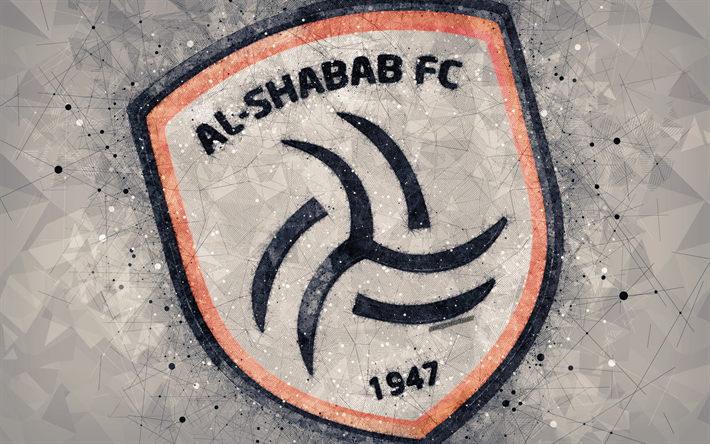 Al-Shabab FC, 4k, Ar&#225;bia Futebol Clube, criativo logotipo, arte geom&#233;trica, emblema, A Ar&#225;bia Saudita, futebol, Ar&#225;bia Liga Profissional, Al-Shabab, cinza resumo de plano de fundo, FC Al-Shabab