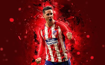 Fernando Torres, 4k, abstrakti taide, jalkapallo, Atletico Madrid, Liiga, Torres, jalkapalloilijat, neon valot, Atletico Madrid FC, LaLiga