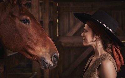 Teresa Palmer, Australian actress, photo shoot, stable, brown horse, fashion model, Teresa Mary Palmer