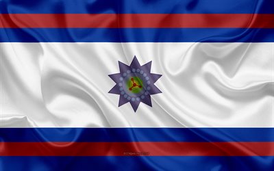 Lipun Paysandu Department, 4k, silkki lippu, department of Uruguay, silkki tekstuuri, Paysandu lippu, Uruguay, Paysandu Department