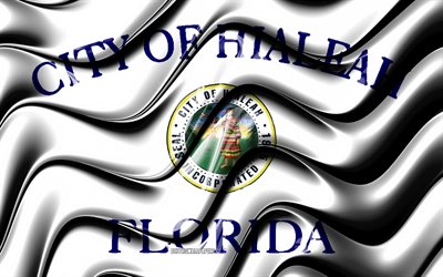 Hialeah lippu, 4k, Yhdysvaltain kaupungeissa, Florida, 3D art, Lipun Hialeah, USA, Kaupungissa Hialeah, amerikan kaupungit, Hialeah 3D flag, YHDYSVALTAIN kaupungeissa, Hialeah