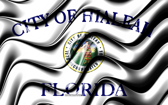 Hialeahフラグ, 4k, 米国の都市, フロリダ, 3Dアート, 旗のHialeah, 米国, 市Hialeah, アメリカの都市, Hialeah3Dフラグ, Hialeah