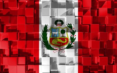 Perun lippu, 3d-lippu, 3d kuutiot rakenne, Liput Etel&#228;-Amerikan maissa, 3d art, Peru, Etel&#228;-Amerikassa, 3d-rakenne