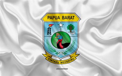 Bandera de Pap&#250;a Occidental, 4k, bandera de seda, provincia de Indonesia, de seda, de la textura, la bandera de Pap&#250;a Occidental, Indonesia, Pap&#250;a Occidental de la Provincia de