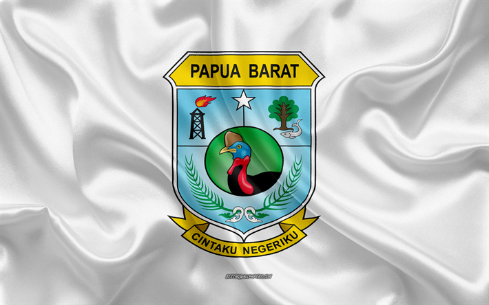 Lipun L&#228;nsi-Papua, 4k, silkki lippu, maakunnassa Indonesiassa, silkki tekstuuri, L&#228;nsi-Papuan lipun, Indonesia, L&#228;nsi-Papuan Maakunnassa