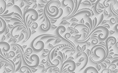 white floral pattern, white vintage background, floral patterns, vintage backgrounds, white retro backgrounds, floral vintage pattern, white floral backgrounds