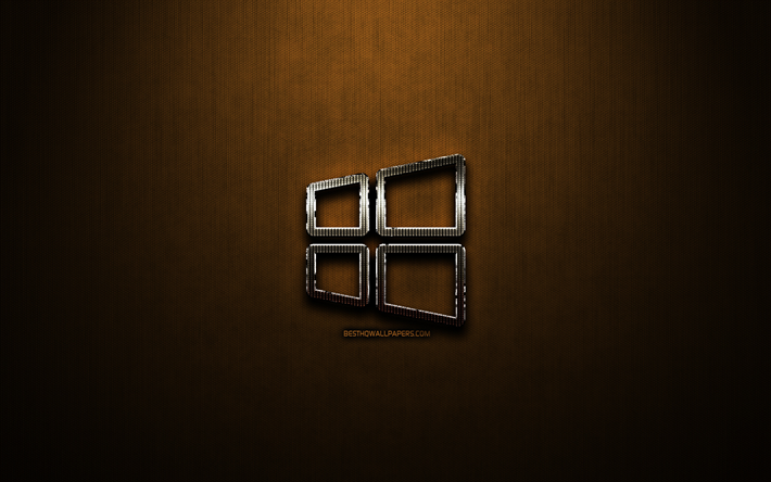 Windows 10 linear logotipo, criativo, OS, bronze metal de fundo, 10 logotipo do Windows, marcas, Windows 10