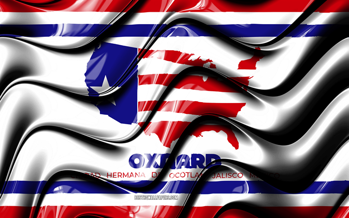 Oxnard bandeira, 4k, Estados unidos cidades, Calif&#243;rnia, Arte 3D, Bandeira de Oxnard, EUA, Cidade de Oxnard, cidades da am&#233;rica, Oxnard 3D bandeira, Cidades dos EUA, Oxnard