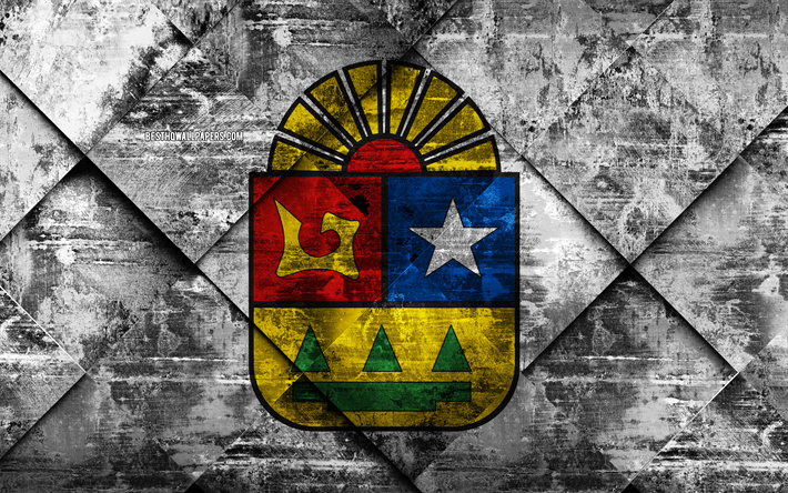 Bandiera dello stato di Quintana Roo, grunge, arte, rombo grunge, texture, stato Messicano di Quintana Roo, in messico, bandiera, Messico, Quintana Roo, Stato del Messico, arte creativa