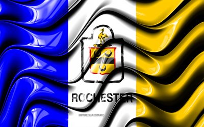 Rochester bandiera, 4k, Stati Uniti d&#39;america citt&#224;, New York, 3D, arte, Bandiera di Rochester, USA, Citt&#224; di Rochester, citt&#224; americane, Rochester 3D, bandiera, citt&#224; degli USA, Rochester