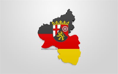 Rheinland-Pfalzin kartta siluetti, 3d flag Rheinland-Pfalzin, osavaltion Saksa, 3d art, Rheinland-Pfalzin 3d flag, Saksa, Euroopassa, Rheinland-Pfalzin, maantiede, Valtiot Saksa