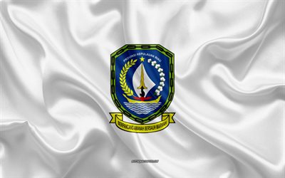 Bandiera delle Isole Riau, 4k, seta, bandiera, provincia dell&#39;Indonesia, texture, Isole Riau bandiera, Indonesia, Riau Islands Provincia