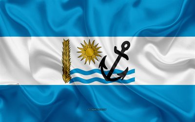 旗のRio Negro部, 4k, 絹の旗を, 部のウルグアイ, シルクの質感, Rio Negroフラグ, ウルグアイ, Rio Negro部