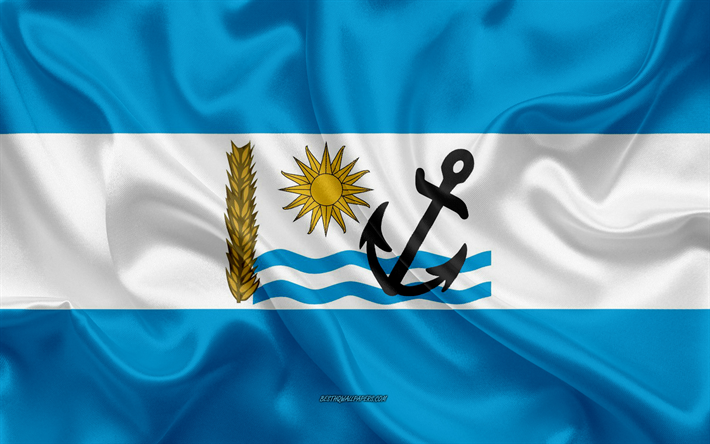 flagge von rio negro department, 4k, seide flagge, departement von uruguay, seide textur, rio negro fahne, uruguay, rio negro department