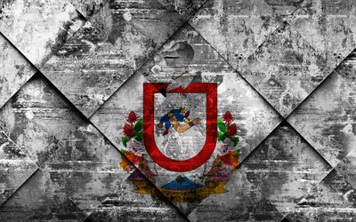 Bandeira de Colima, grunge arte, rombo textura grunge, Estado mexicano, Colima bandeira, M&#233;xico, Colima, Estado de M&#233;xico, arte criativa