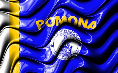 Pomona bandera, 4k, ciudades de Estados unidos, California, arte 3D, la Bandera de Pomona, estados UNIDOS, Ciudad de Pomona, las ciudades de am&#233;rica, Pomona 3D de la bandera, ciudades de los estados unidos, Pomona