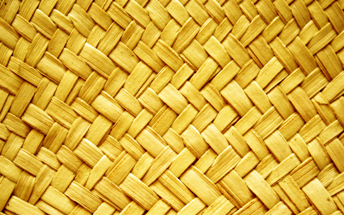 wooden woven texture, macro, woven textures, woven backgrounds, yellow backgrounds, yellow woven pattern