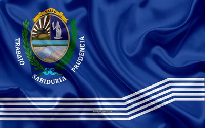 Bandeira do Departamento de Salto, 4k, seda bandeira, departamento do Uruguai, textura de seda, Salto bandeira, Uruguai, Departamento De Salto