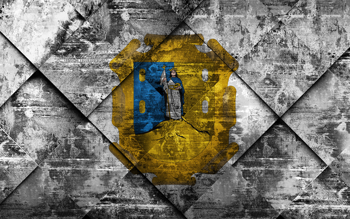 Bandeira de San Luis Potosi, grunge arte, rombo textura grunge, Estado mexicano, San Luis Potosi bandeira, M&#233;xico, San Luis Potosi, Estado de M&#233;xico, arte criativa