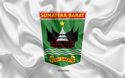 Endonezya, ipek doku, Batı Sumatra bayrağı, Batı Sumatra Eyaletinin Batı Sumatra bayrağı, 4k, ipek bayrak, il