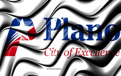 平フラグ, 4k, 米国の都市, テキサス州, 3Dアート, 旗の平, 米国, 市平, アメリカの都市, 平3Dフラグ, プラン
