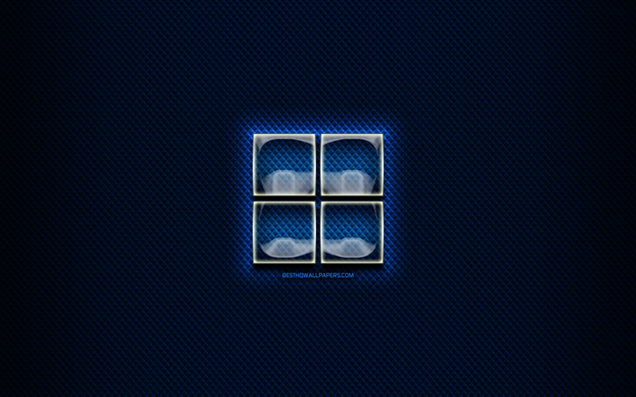 Microsoft vidrio logotipo, fondo azul, ilustraci&#243;n, marcas, Microsoft logo nuevo, creativo, Microsoft
