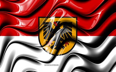 Dortmund Bandiera, 4k, Citt&#224; della Germania, Europa, Bandiera di Dortmund, 3D arte, Dortmund, germania, Dortmund 3D, bandiera, Germania