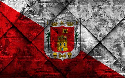 Bandiera di Tlaxcala, grunge, arte, rombo grunge, texture, stato Messicano, Tlaxcala bandiera, Messico, Tlaxcala, Stato del Messico, arte creativa