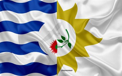 La bandera de los Treinta y Tres del Departamento, 4k, bandera de seda, departamento de Uruguay, de seda textura, Treinta y Tres de la bandera, Uruguay, Treinta y Tres del Departamento de