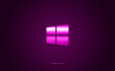 Windows 10 logo, rosa lucido logo di Windows 10 in metallo emblema, carta da parati per i dispositivi Windows, rosa in fibra di carbonio trama, Windows 10, marchi, arte creativa