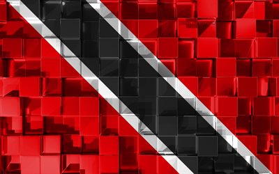 Flag of Trinidad and Tobago, 3d flag, 3d cubes texture, Flags of North America countries, 3d art, Trinidad and Tobago, North America, 3d texture