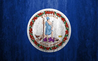 Drapeau de la Virginie, de la 4k, pierre fond, &#233;tat Am&#233;ricain, grunge drapeau, drapeau de la Virginie, &#233;tats-unis, grunge de l&#39;art, de la Virginie, les drapeaux des &#233;tats des &#233;tats-unis