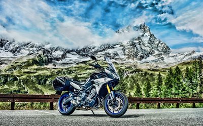 Yamaha Trazador 900GT, 4k, HDR, 2019 motos, viajar, 2019 Trazador 900GT Yamaha, japon&#233;s de motocicletas, Yamaha