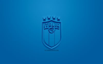 イタリア国サッカーチーム, 創作3Dロゴ, 青色の背景, 3dエンブレム, イタリア, 欧州, UEFA, 3dアート, サッカー, お洒落な3dロゴ