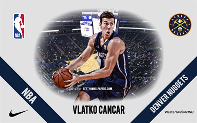 Vlatko Cancar, de los Denver Nuggets, Esloveno Jugador de Baloncesto, la NBA, retrato, estados UNIDOS, el baloncesto, el Pepsi Center, de Denver Nuggets logotipo