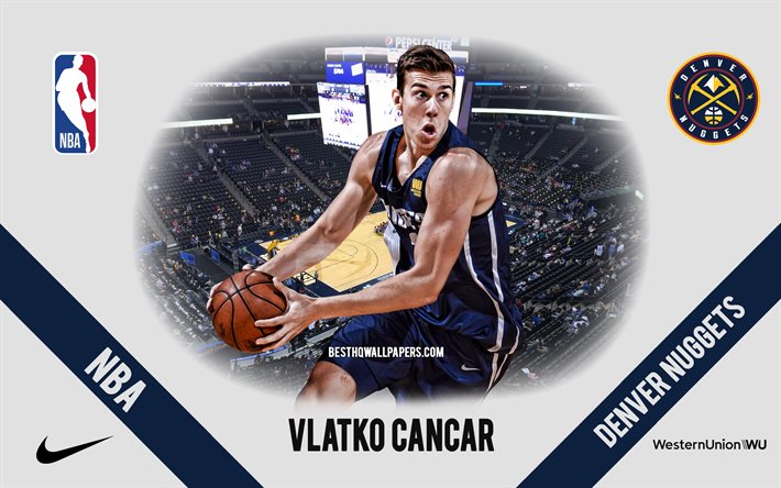 Vlatko Cancar, Denver Nuggets, Slovenian Basketball Player, NBA, portrait, USA, basketball, Pepsi Center, Denver Nuggets logo