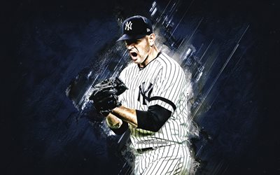 James Paxton, MLB, New York Yankees, blue stone background, baseball, portrait, USA, Canadian baseball player, creative art