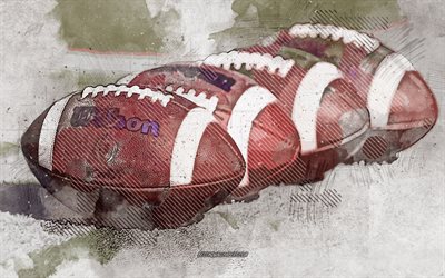 Le Duc, ballon officiel de la NFL, Wilson, grunge art, art cr&#233;atif, peint &#224; la balle, le dessin, la boule de grunge, de l&#39;art num&#233;rique, de la NFL